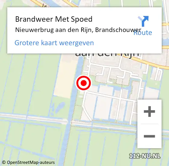 Locatie op kaart van de 112 melding: Brandweer Met Spoed Naar Nieuwerbrug aan den Rijn, Brandschouwer op 8 juli 2023 19:59