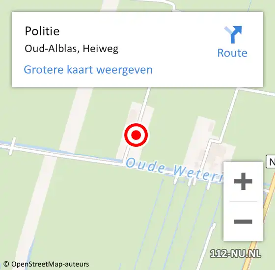 Locatie op kaart van de 112 melding: Politie Oud-Alblas, Heiweg op 8 juli 2023 20:00