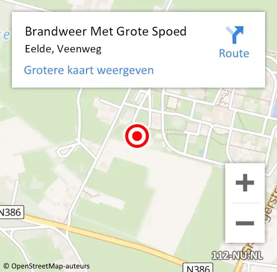 Locatie op kaart van de 112 melding: Brandweer Met Grote Spoed Naar Eelde, Veenweg op 8 juli 2023 20:13