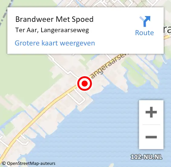 Locatie op kaart van de 112 melding: Brandweer Met Spoed Naar Ter Aar, Langeraarseweg op 8 juli 2023 20:14