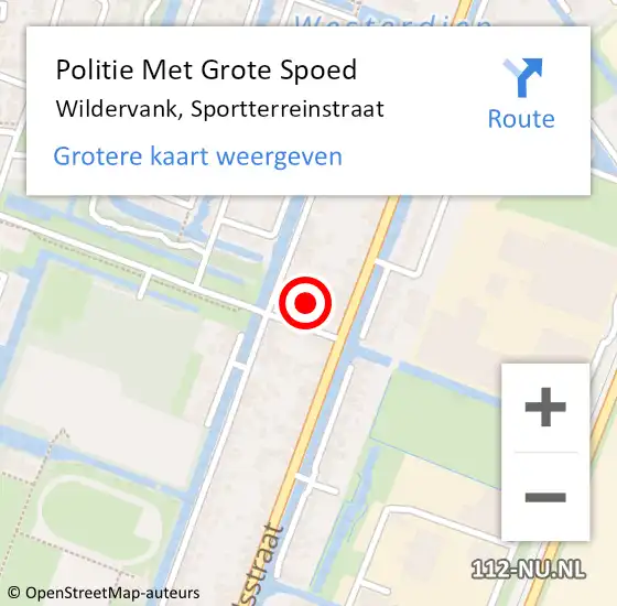 Locatie op kaart van de 112 melding: Politie Met Grote Spoed Naar Wildervank, Sportterreinstraat op 8 juli 2023 20:22