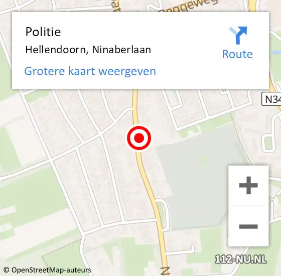 Locatie op kaart van de 112 melding: Politie Hellendoorn, Ninaberlaan op 8 juli 2023 20:22