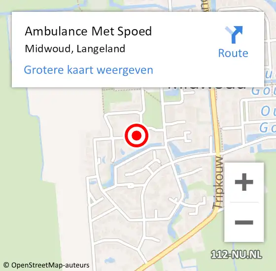 Locatie op kaart van de 112 melding: Ambulance Met Spoed Naar Midwoud, Langeland op 8 juli 2023 20:22