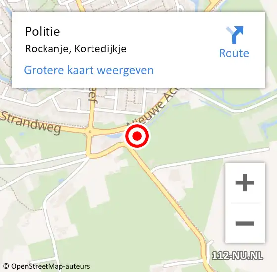 Locatie op kaart van de 112 melding: Politie Rockanje, Kortedijkje op 8 juli 2023 20:24