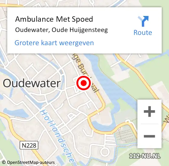 Locatie op kaart van de 112 melding: Ambulance Met Spoed Naar Oudewater, Oude Huijgensteeg op 8 juli 2023 20:58