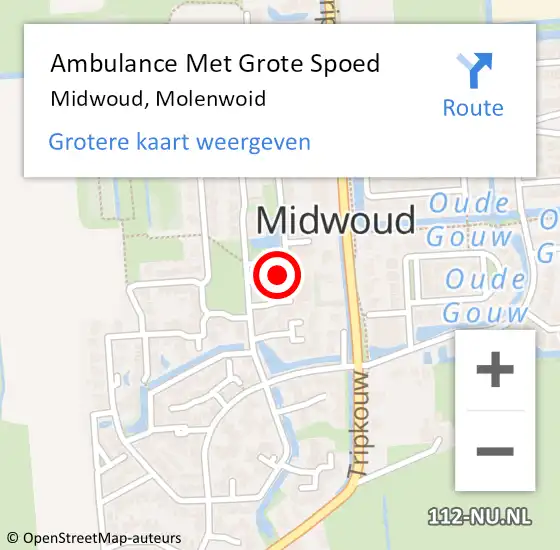 Locatie op kaart van de 112 melding: Ambulance Met Grote Spoed Naar Midwoud, Molenwoid op 8 juli 2023 20:59