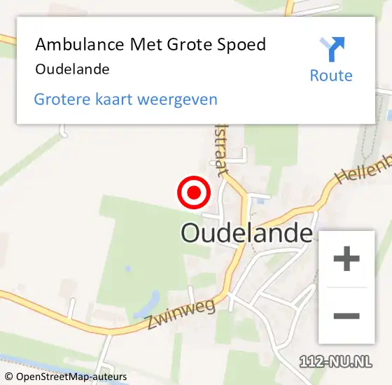 Locatie op kaart van de 112 melding: Ambulance Met Grote Spoed Naar Oudelande op 8 juli 2023 21:24