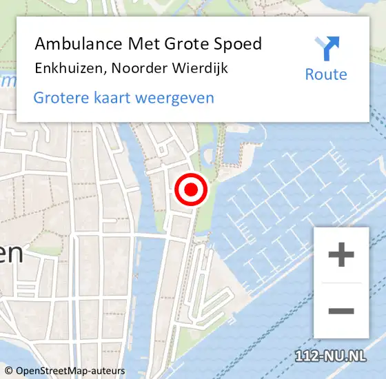 Locatie op kaart van de 112 melding: Ambulance Met Grote Spoed Naar Enkhuizen, Noorder Wierdijk op 8 juli 2023 21:31