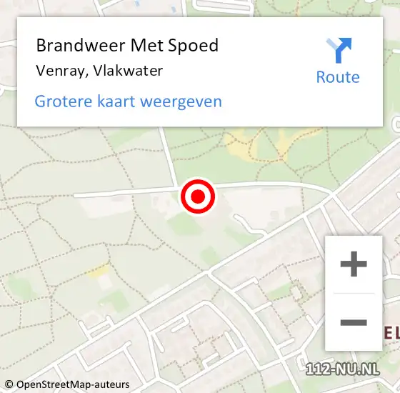 Locatie op kaart van de 112 melding: Brandweer Met Spoed Naar Venray, Vlakwater op 8 juli 2023 21:50