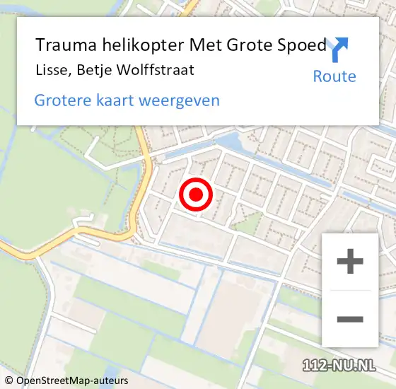 Locatie op kaart van de 112 melding: Trauma helikopter Met Grote Spoed Naar Lisse, Betje Wolffstraat op 8 juli 2023 22:00