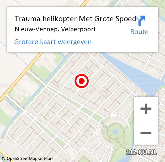 Locatie op kaart van de 112 melding: Trauma helikopter Met Grote Spoed Naar Nieuw-Vennep, Velperpoort op 8 juli 2023 22:12