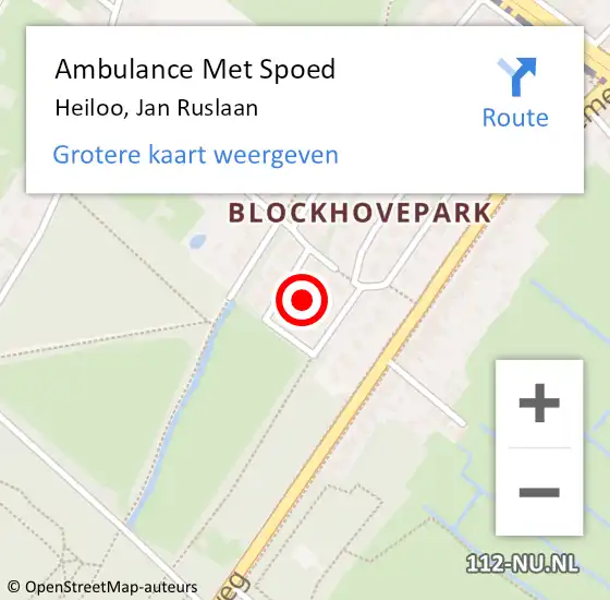 Locatie op kaart van de 112 melding: Ambulance Met Spoed Naar Heiloo, Jan Ruslaan op 8 juli 2023 22:14