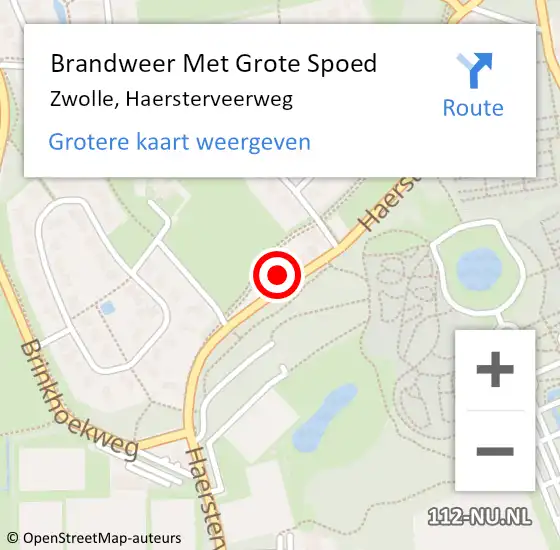 Locatie op kaart van de 112 melding: Brandweer Met Grote Spoed Naar Zwolle, Haersterveerweg op 8 juli 2023 22:23