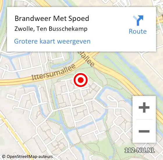 Locatie op kaart van de 112 melding: Brandweer Met Spoed Naar Zwolle, Ten Busschekamp op 8 juli 2023 22:30