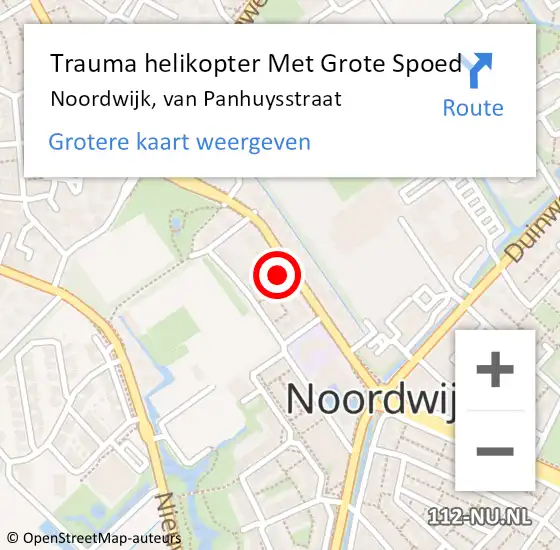 Locatie op kaart van de 112 melding: Trauma helikopter Met Grote Spoed Naar Noordwijk, van Panhuysstraat op 8 juli 2023 22:31