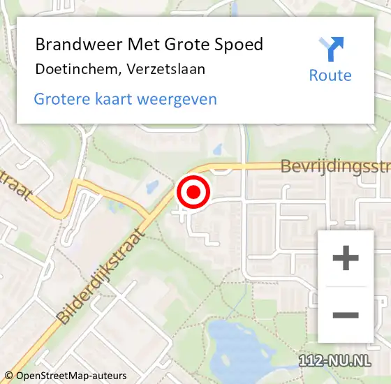 Locatie op kaart van de 112 melding: Brandweer Met Grote Spoed Naar Doetinchem, Verzetslaan op 8 juli 2023 22:59