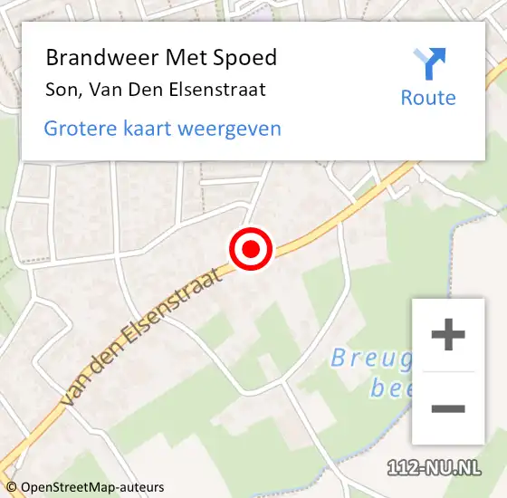 Locatie op kaart van de 112 melding: Brandweer Met Spoed Naar Son, Van Den Elsenstraat op 13 oktober 2013 10:25