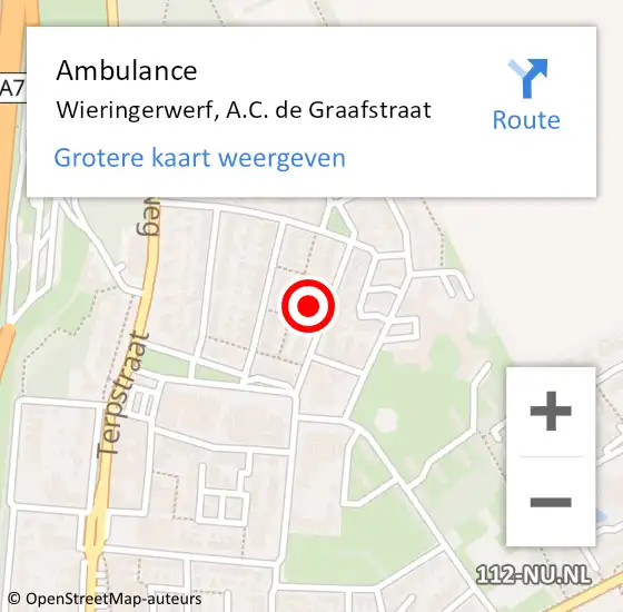 Locatie op kaart van de 112 melding: Ambulance Wieringerwerf, A.C. de Graafstraat op 8 juli 2023 23:41