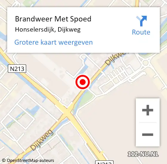 Locatie op kaart van de 112 melding: Brandweer Met Spoed Naar Honselersdijk, Dijkweg op 9 juli 2023 00:09