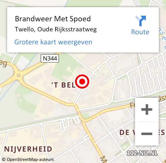 Locatie op kaart van de 112 melding: Brandweer Met Spoed Naar Twello, Oude Rijksstraatweg op 9 juli 2023 00:25