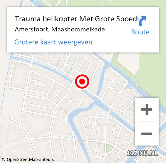 Locatie op kaart van de 112 melding: Trauma helikopter Met Grote Spoed Naar Amersfoort, Maasbommelkade op 9 juli 2023 00:29