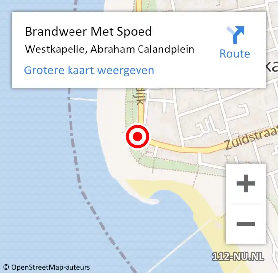 Locatie op kaart van de 112 melding: Brandweer Met Spoed Naar Westkapelle, Abraham Calandplein op 9 juli 2023 00:52