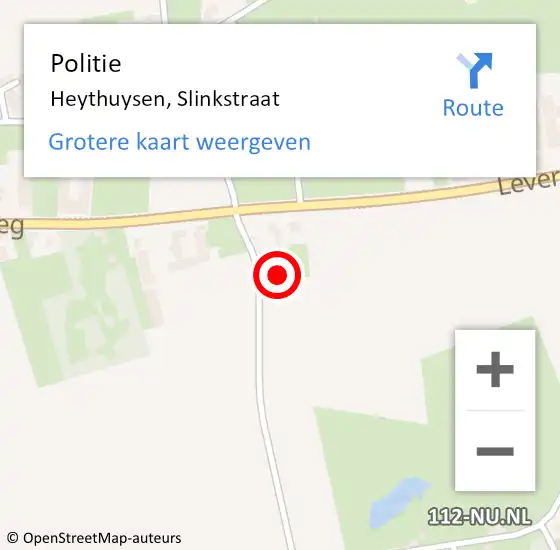 Locatie op kaart van de 112 melding: Politie Heythuysen, Slinkstraat op 9 juli 2023 01:01