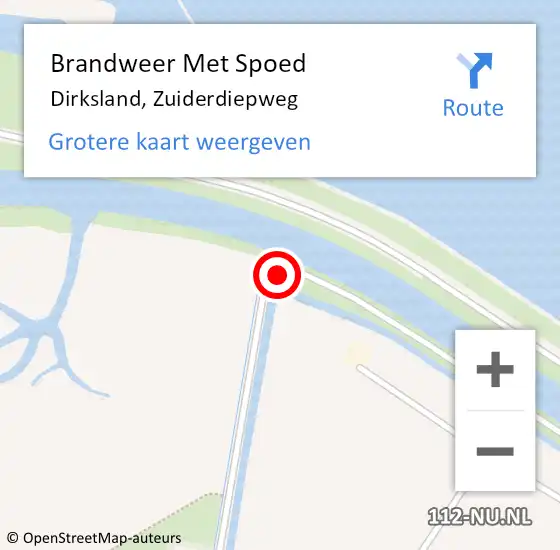 Locatie op kaart van de 112 melding: Brandweer Met Spoed Naar Dirksland, Zuiderdiepweg op 9 juli 2023 01:30