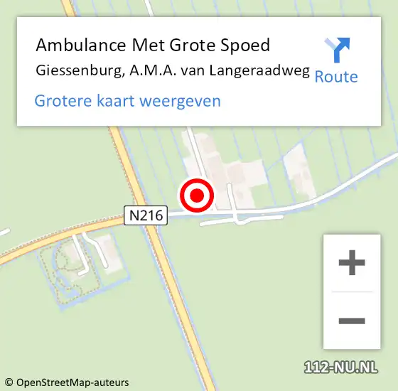 Locatie op kaart van de 112 melding: Ambulance Met Grote Spoed Naar Giessenburg, A.M.A. van Langeraadweg op 9 juli 2023 01:36