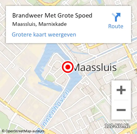 Locatie op kaart van de 112 melding: Brandweer Met Grote Spoed Naar Maassluis, Marnixkade op 9 juli 2023 01:54