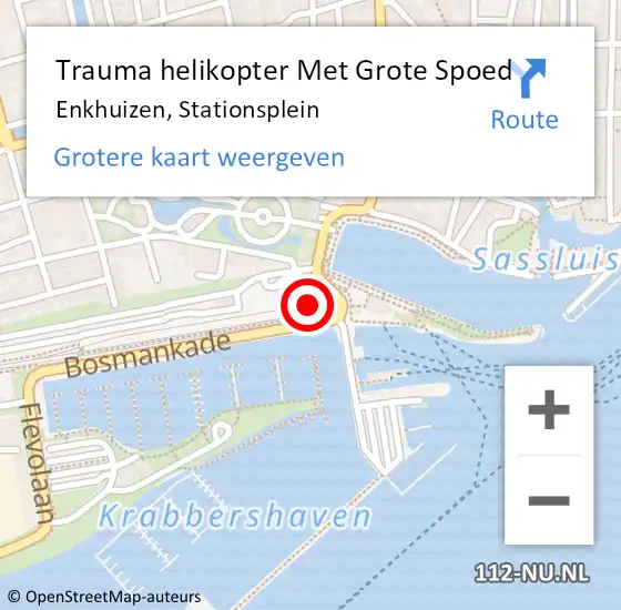 Locatie op kaart van de 112 melding: Trauma helikopter Met Grote Spoed Naar Enkhuizen, Stationsplein op 9 juli 2023 02:10