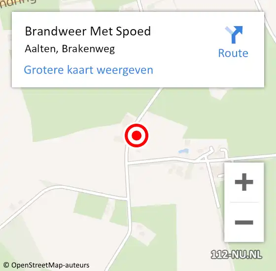 Locatie op kaart van de 112 melding: Brandweer Met Spoed Naar Aalten, Brakenweg op 9 juli 2023 03:43