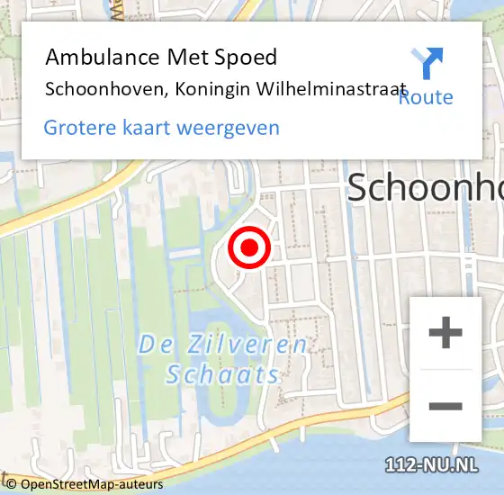 Locatie op kaart van de 112 melding: Ambulance Met Spoed Naar Schoonhoven, Koningin Wilhelminastraat op 9 juli 2023 03:45