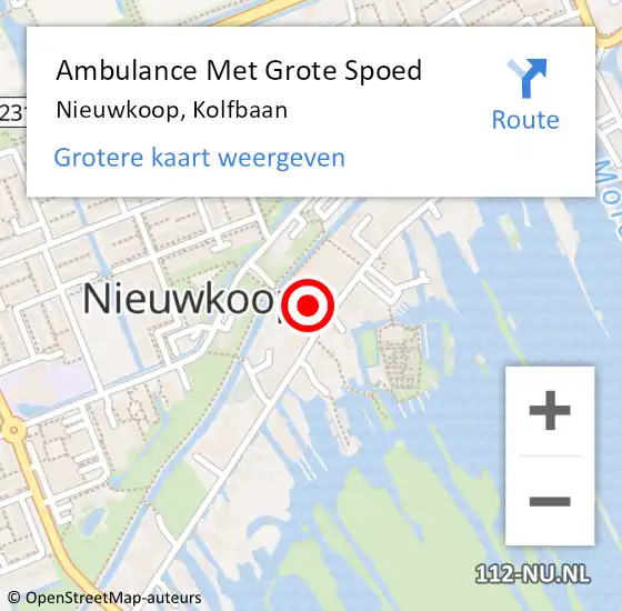 Locatie op kaart van de 112 melding: Ambulance Met Grote Spoed Naar Nieuwkoop, Kolfbaan op 9 juli 2023 03:58