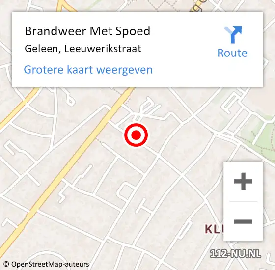 Locatie op kaart van de 112 melding: Brandweer Met Spoed Naar Geleen, Leeuwerikstraat op 9 juli 2023 04:27