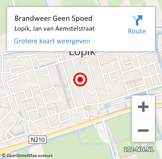 Locatie op kaart van de 112 melding: Brandweer Geen Spoed Naar Lopik, Jan van Aemstelstraat op 9 juli 2023 05:00