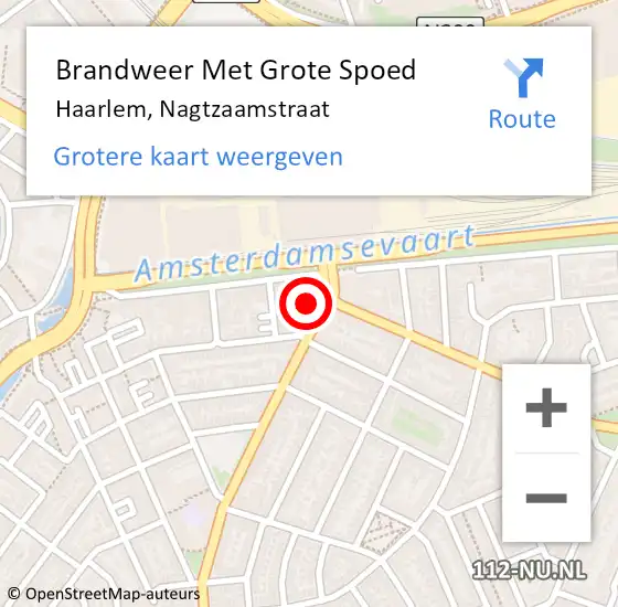 Locatie op kaart van de 112 melding: Brandweer Met Grote Spoed Naar Haarlem, Nagtzaamstraat op 9 juli 2023 05:02