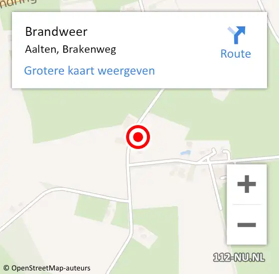 Locatie op kaart van de 112 melding: Brandweer Aalten, Brakenweg op 9 juli 2023 05:37