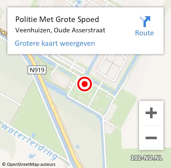 Locatie op kaart van de 112 melding: Politie Met Grote Spoed Naar Veenhuizen, Oude Asserstraat op 9 juli 2023 06:40
