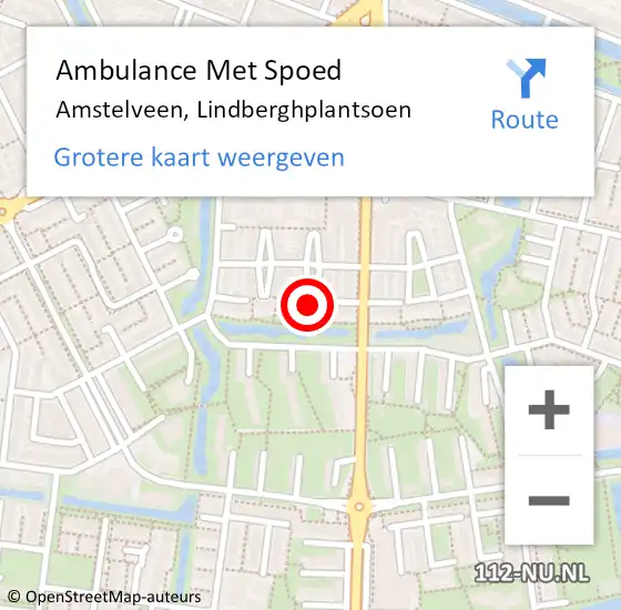 Locatie op kaart van de 112 melding: Ambulance Met Spoed Naar Amstelveen, Lindberghplantsoen op 9 juli 2023 07:57