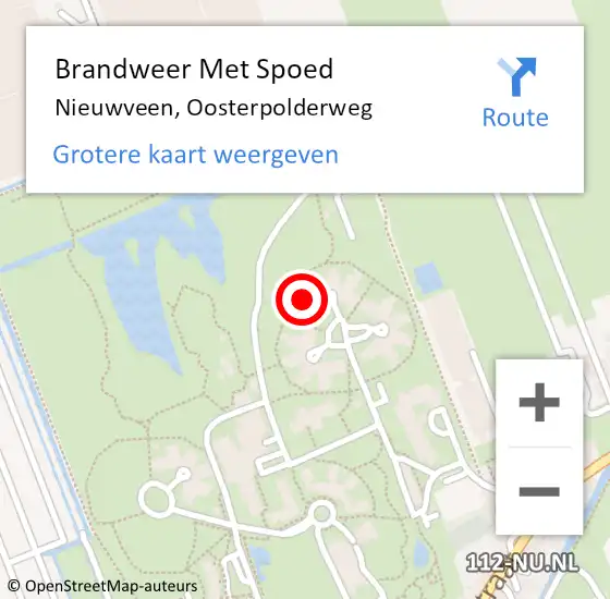 Locatie op kaart van de 112 melding: Brandweer Met Spoed Naar Nieuwveen, Oosterpolderweg op 9 juli 2023 08:35