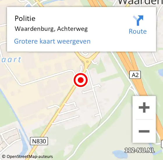 Locatie op kaart van de 112 melding: Politie Waardenburg, Achterweg op 9 juli 2023 09:07