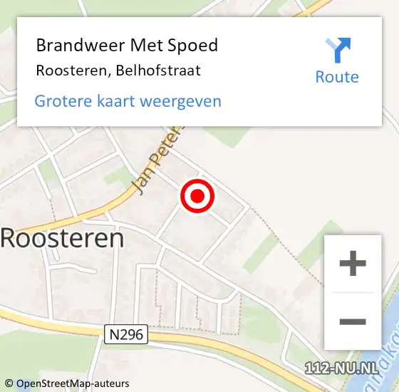 Locatie op kaart van de 112 melding: Brandweer Met Spoed Naar Roosteren, Belhofstraat op 9 juli 2023 09:14