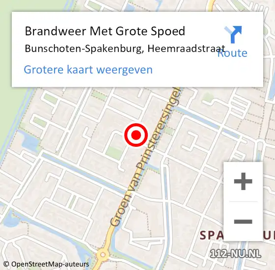 Locatie op kaart van de 112 melding: Brandweer Met Grote Spoed Naar Bunschoten-Spakenburg, Heemraadstraat op 9 juli 2023 09:42