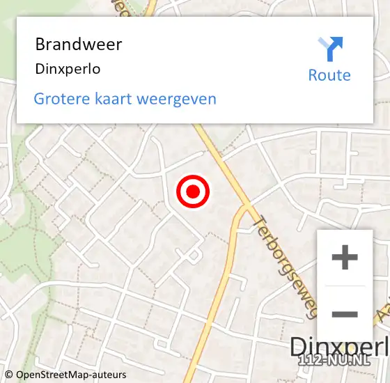 Locatie op kaart van de 112 melding: Brandweer Dinxperlo op 9 juli 2023 09:45