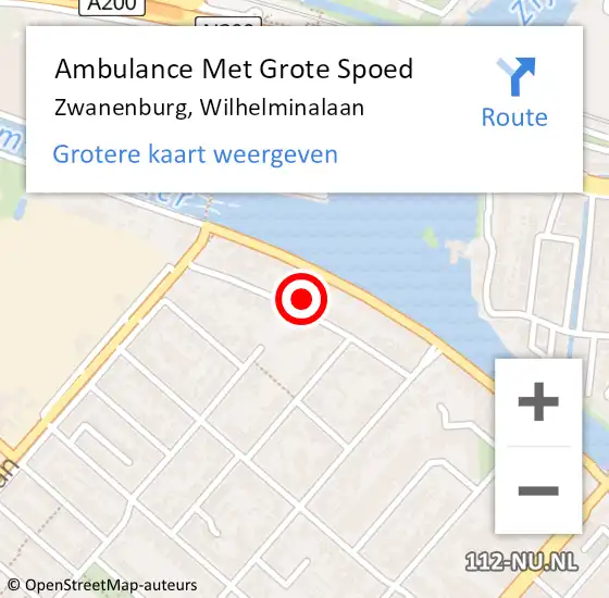 Locatie op kaart van de 112 melding: Ambulance Met Grote Spoed Naar Zwanenburg, Wilhelminalaan op 9 juli 2023 10:11