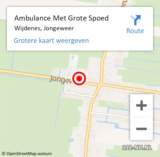 Locatie op kaart van de 112 melding: Ambulance Met Grote Spoed Naar Wijdenes, Jongeweer op 9 juli 2023 10:31