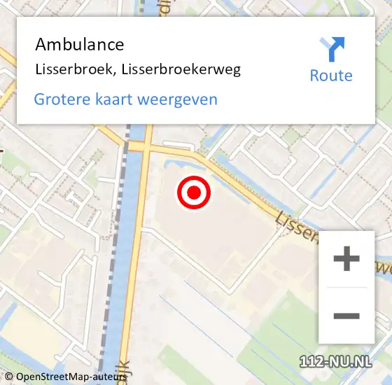 Locatie op kaart van de 112 melding: Ambulance Lisserbroek, Lisserbroekerweg op 9 juli 2023 11:18