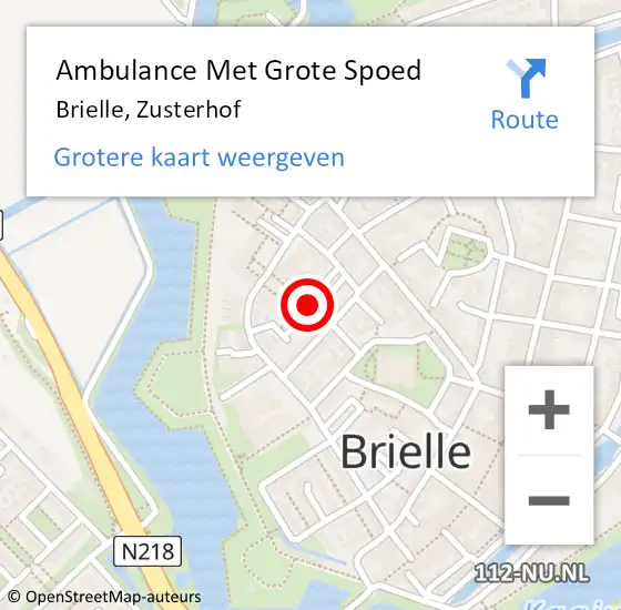 Locatie op kaart van de 112 melding: Ambulance Met Grote Spoed Naar Brielle, Zusterhof op 9 juli 2023 11:45