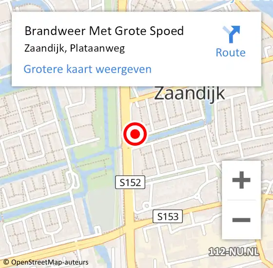 Locatie op kaart van de 112 melding: Brandweer Met Grote Spoed Naar Zaandijk, Plataanweg op 9 juli 2023 11:55